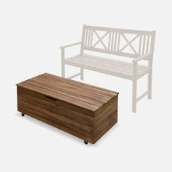 Coffre De Jardin Bois 110L Avec Vérins Et Roulettes 15 Coffre De Jardin Bois 110L Avec Vérins Et Roulettes -Sweeek ACBOX107NAT 05