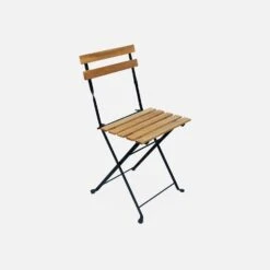 Table De Bistrot Bois Et Métal 2 Chaises Pliables -Sweeek ACMTBS55S2BK 03
