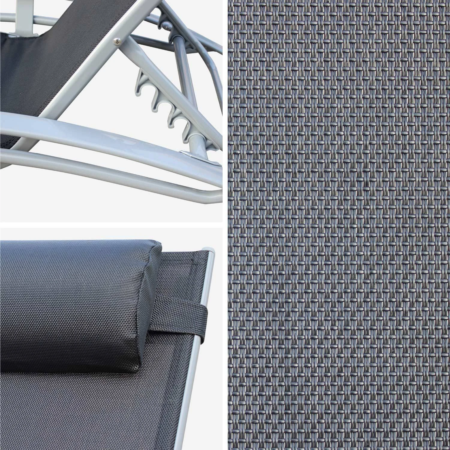 Toile De Remplacement Pour Bain De Soleil Couleur : Gris / Noir 4 Toile De Remplacement Pour Bain De Soleil Couleur : Gris / Noir – Image 2