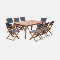 Table De Jardin Extensible Bois , 8 Chaises Couleur : Bois / Anthracite 13 Table De Jardin Extensible Bois , 8 Chaises Couleur : Bois / Anthracite -Sweeek EC240R8AT 02