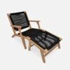 Chaise De Jardin En Bois Et Corde Avec Repose Pieds Couleur : Noir 2 Chaise De Jardin En Bois Et Corde Avec Repose Pieds Couleur : Noir -Sweeek ECRLXROPEBK 01