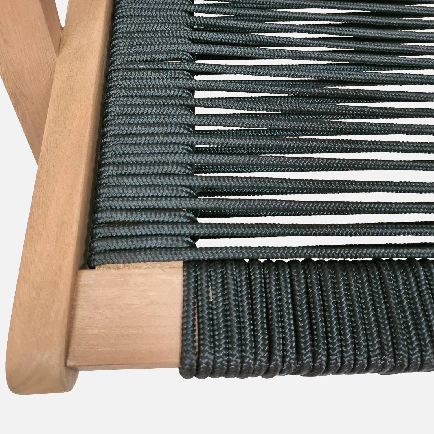 Chaise De Jardin En Bois Et Corde Avec Repose Pieds Couleur : Noir 7 Chaise De Jardin En Bois Et Corde Avec Repose Pieds Couleur : Noir – Image 5