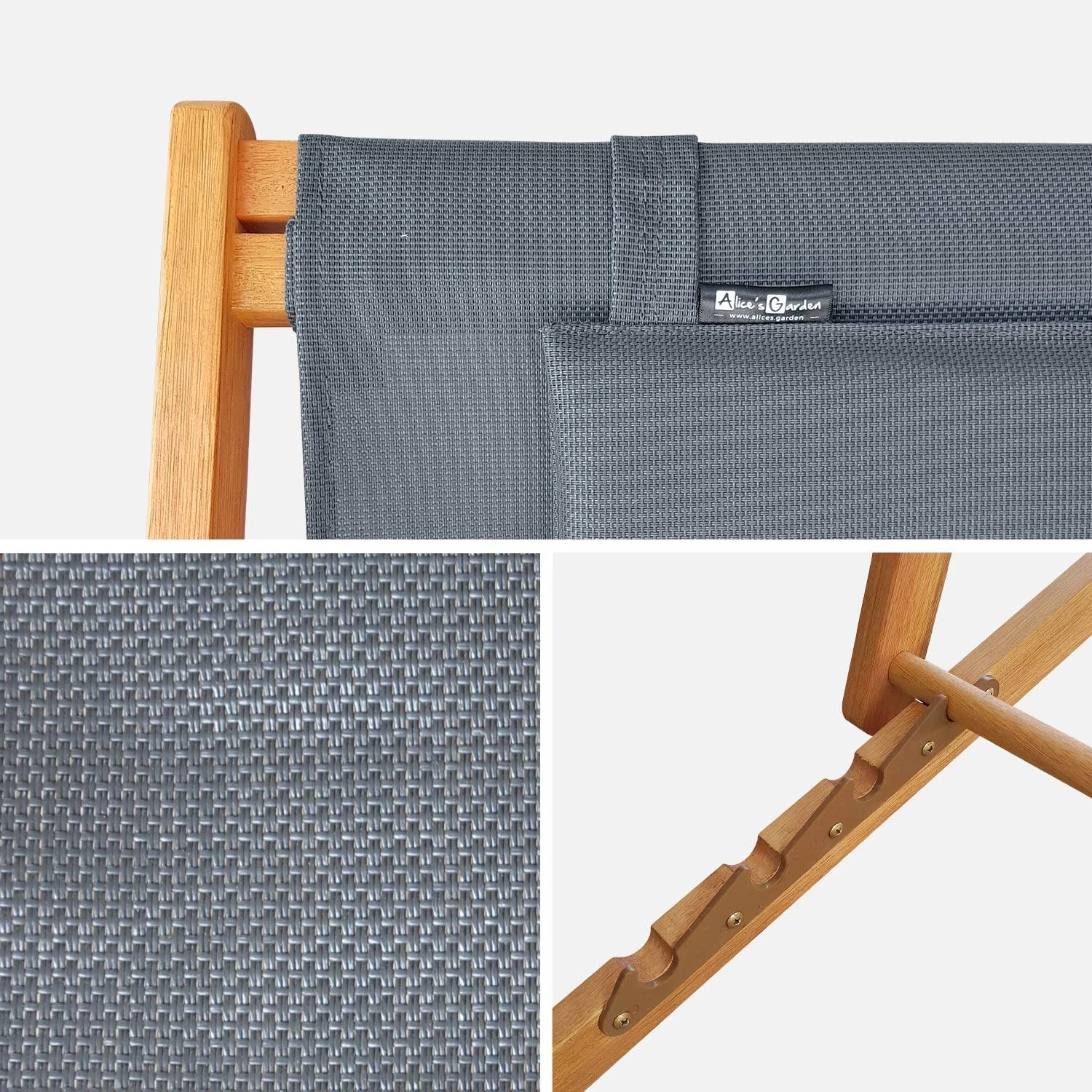 Chilienne Bois Eucalyptus Pliable, Multi Positions (lot De 2) Couleur : Anthracite 6 Chilienne Bois Eucalyptus Pliable, Multi Positions (lot De 2) Couleur : Anthracite – Image 4