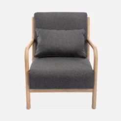 Fauteuil Design En Bois Et Tissu Couleur : Gris Foncé -Sweeek IACSCADKGY 02