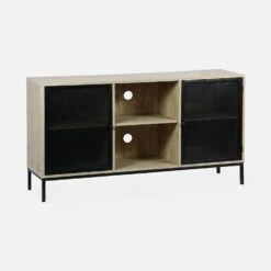 Buffet/ Meuble TV Métal Et Effet Bois 140 Cm -Sweeek IBKLSB140NAT 01
