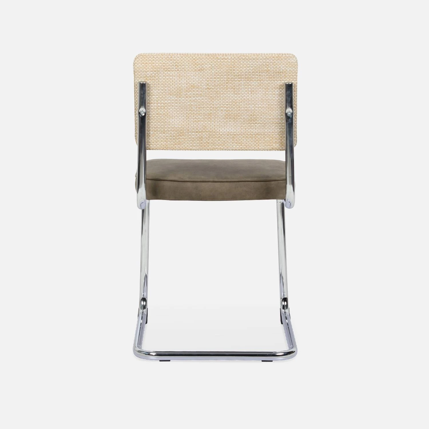 Chaise Cantilever Tissu Et Effet Rotin (lot De 2) Couleur : Taupe 9 Chaise Cantilever Tissu Et Effet Rotin (lot De 2) Couleur : Taupe – Image 7