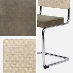 Chaise Cantilever Tissu Et Effet Rotin (lot De 2) Couleur : Taupe 18 Chaise Cantilever Tissu Et Effet Rotin (lot De 2) Couleur : Taupe -Sweeek ICHRMJTPX2 05