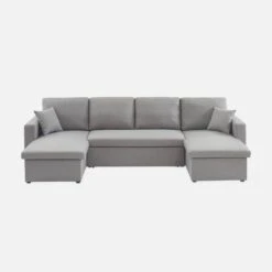 Canapé Panoramique Convertible 4 Places Tissu Couleur : Gris Clair -Sweeek ICPURBSOFALG 02