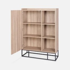 Vaisselier Métal Et Effet Bois 1 Porte -Sweeek IDCAB100NAT 03