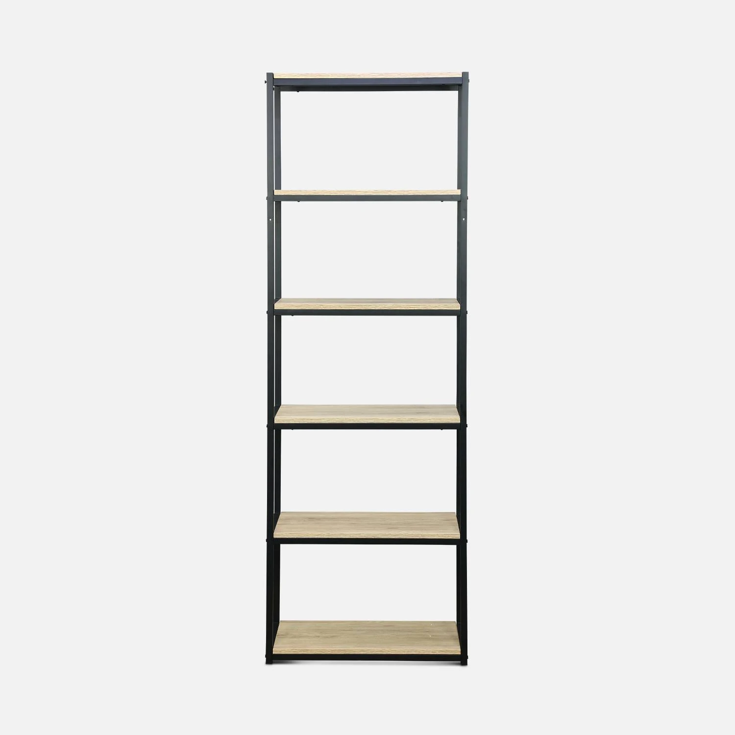 Etagère Bibliothèque Industrielle Métal Et Effet Bois 6 Niveaux Couleur : Noir 6 Etagère Bibliothèque Industrielle Métal Et Effet Bois 6 Niveaux Couleur : Noir – Image 4