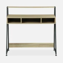 Bureau Métal Et Effet Bois 1 étagère Et 3 Casiers De Rangement 8 Bureau Métal Et Effet Bois 1 étagère Et 3 Casiers De Rangement -Sweeek ILFDESK100WD 02