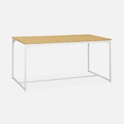Table à Manger Métal Et Effet Bois 4 Places Couleur : Blanc 10 Table à Manger Métal Et Effet Bois 4 Places Couleur : Blanc -Sweeek ILFDT150WH 01