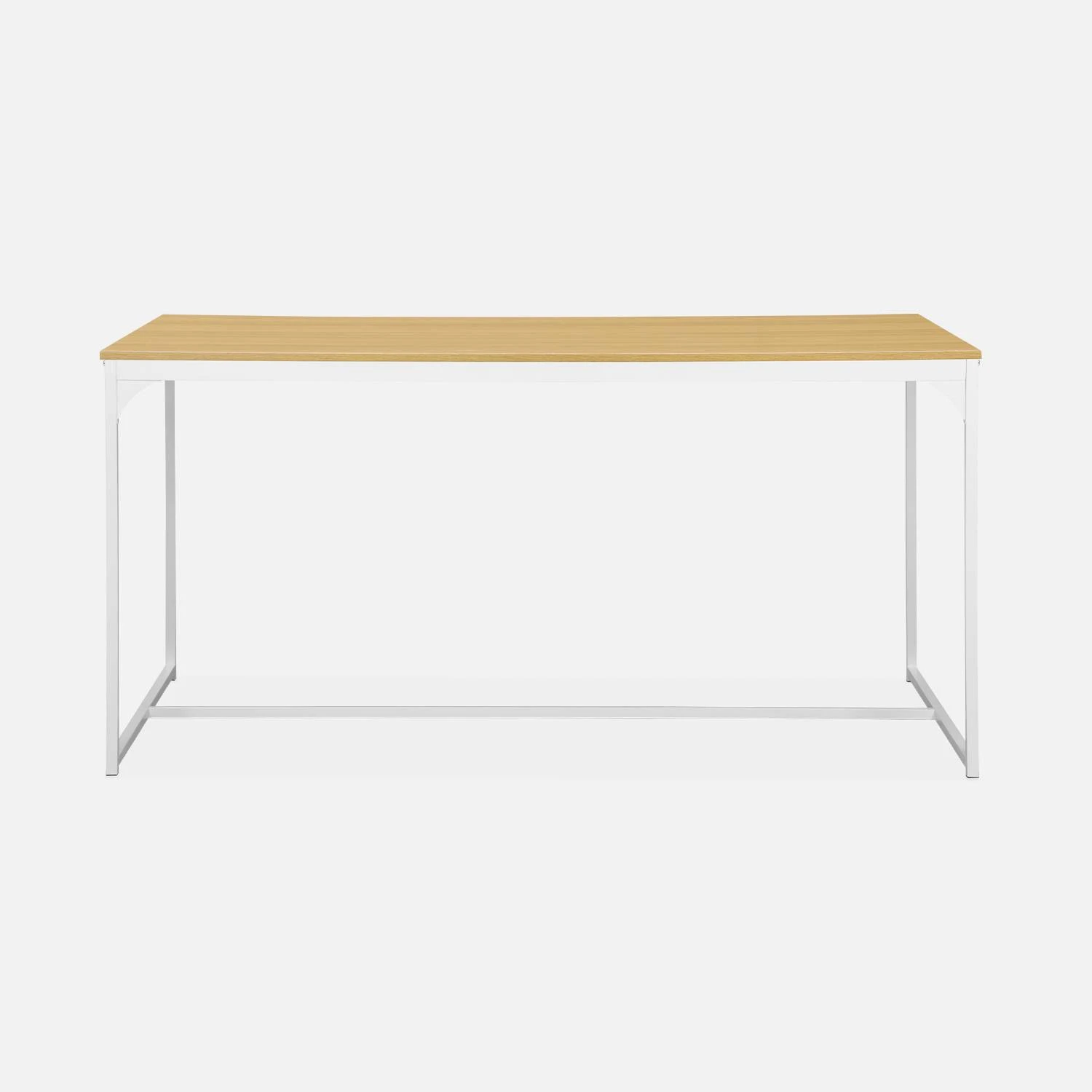 Table à Manger Métal Et Effet Bois 4 Places Couleur : Blanc 6 Table à Manger Métal Et Effet Bois 4 Places Couleur : Blanc – Image 4