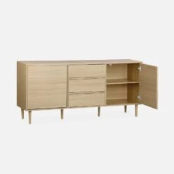 Buffet Effet Bois 2 Portes 160 Cm Couleur : Bois 12 Buffet Effet Bois 2 Portes 160 Cm Couleur : Bois -Sweeek IMKBUFFET160WD 02