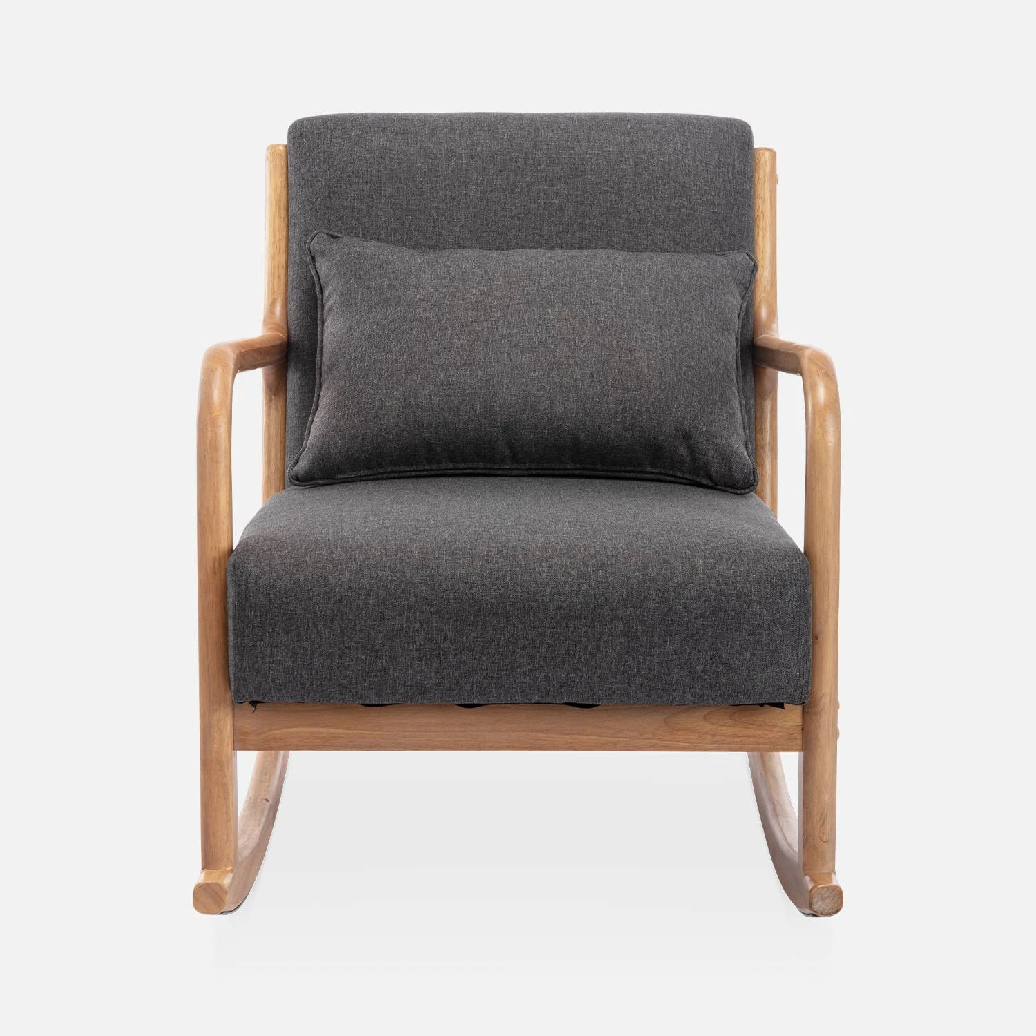 Rocking Chair Scandinave Bois Et Tissu Couleur : Gris Foncé 6 Rocking Chair Scandinave Bois Et Tissu Couleur : Gris Foncé – Image 4