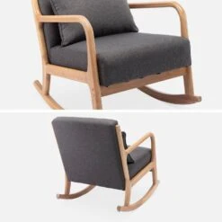 Rocking Chair Scandinave Bois Et Tissu Couleur : Gris Foncé 15 Rocking Chair Scandinave Bois Et Tissu Couleur : Gris Foncé -Sweeek IRACSCADKGY 03