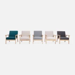 Fauteuil Scandinave Bouclettes Et Bois D'hévéa -Sweeek ISKACLS1BOUCL 06