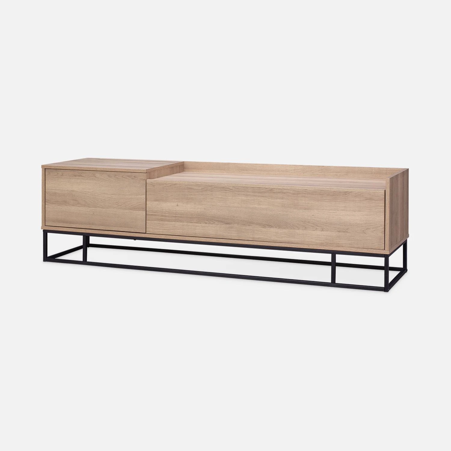 Meuble TV Métal Et Effet Bois 2 Espaces De Rangement 160 Cm 6 Meuble TV Métal Et Effet Bois 2 Espaces De Rangement 160 Cm – Image 4