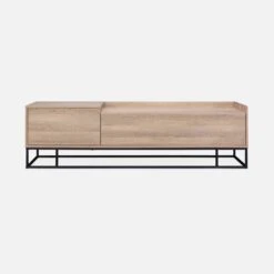 Meuble TV Métal Et Effet Bois 2 Espaces De Rangement 160 Cm 14 Meuble TV Métal Et Effet Bois 2 Espaces De Rangement 160 Cm -Sweeek ISMGVS160NAT 03