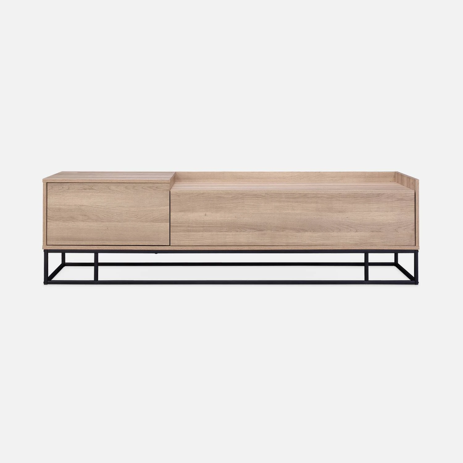 Meuble TV Métal Et Effet Bois 2 Espaces De Rangement 160 Cm 8 Meuble TV Métal Et Effet Bois 2 Espaces De Rangement 160 Cm – Image 6