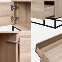 Meuble TV Métal Et Effet Bois 2 Espaces De Rangement 160 Cm 15 Meuble TV Métal Et Effet Bois 2 Espaces De Rangement 160 Cm -Sweeek ISMGVS160NAT 04