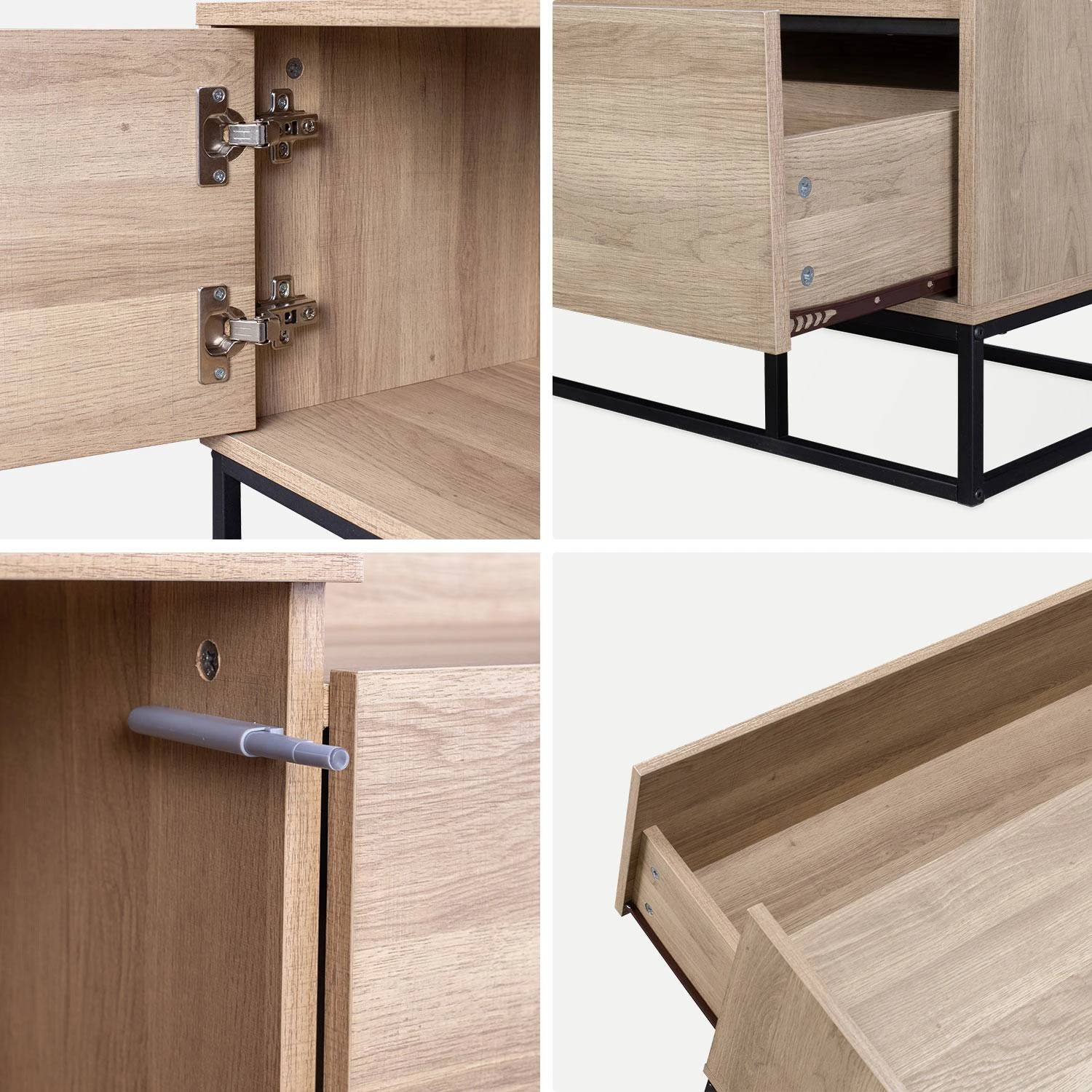 Meuble TV Métal Et Effet Bois 2 Espaces De Rangement 160 Cm 9 Meuble TV Métal Et Effet Bois 2 Espaces De Rangement 160 Cm – Image 7