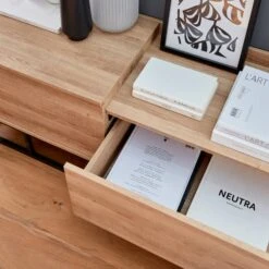 Meuble TV Métal Et Effet Bois 2 Espaces De Rangement 160 Cm 11 Meuble TV Métal Et Effet Bois 2 Espaces De Rangement 160 Cm -Sweeek ISMGVS160NAT 07