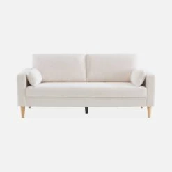 Canapé 3 Places Tissu Bouclette, Pieds Bois 13 Canapé 3 Places Tissu Bouclette, Pieds Bois -Sweeek ISOF3BOUCL 02
