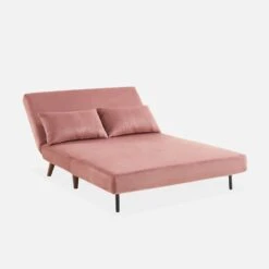 Canapé Convertible 2 Places Tissu, Pieds Bois Couleur : Vieux Rose -Sweeek ISOFGVVOPK 04