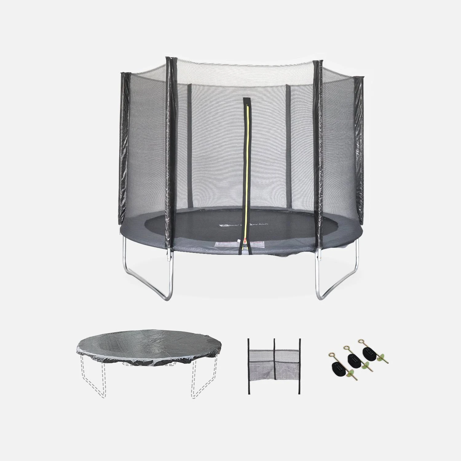 Trampoline 250 Cm Avec Pack D'accessoires Couleur : Gris 3 Trampoline 250 Cm Avec Pack D'accessoires Couleur : Gris