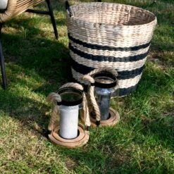 Lanterne En Verre, Anse En Corde Intérieur/extérieur (lot De 2) 12 Lanterne En Verre, Anse En Corde Intérieur/extérieur (lot De 2) -Sweeek LANT19ROPEX2 05