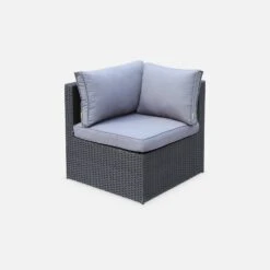 Salon De Jardin Résine Tressée 5 Places Couleur : Noir / Gris -Sweeek LCA007BLACKGY 02