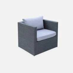 Salon De Jardin Résine Tressée 5 Places Couleur : Noir / Gris -Sweeek LCA007BLACKGY 04