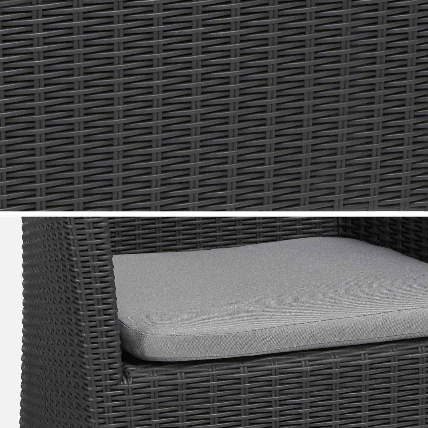 Fauteuil De Jardin Imitation Rotin Couleur : Graphite / Gris 4 Fauteuil De Jardin Imitation Rotin Couleur : Graphite / Gris – Image 2