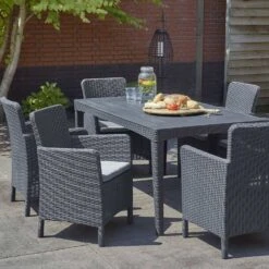 Fauteuil De Jardin Imitation Rotin Couleur : Graphite / Gris 7 Fauteuil De Jardin Imitation Rotin Couleur : Graphite / Gris -Sweeek PLK10857BKGY 03