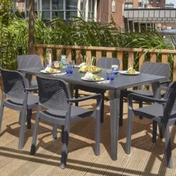 Chaise De Jardin Empilable Résine Plastique (lot De 6) Couleur : Graphite 7 Chaise De Jardin Empilable Résine Plastique (lot De 6) Couleur : Graphite -Sweeek PLKSARMX6BK 03