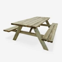 Table Picnic En Bois 6 Places 180cm (lot De 4) -Sweeek PNW177R6X4 02