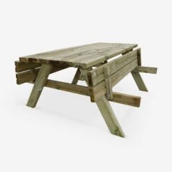 Table Picnic En Bois 6 Places 180cm (lot De 4) -Sweeek PNW177R6X4 03
