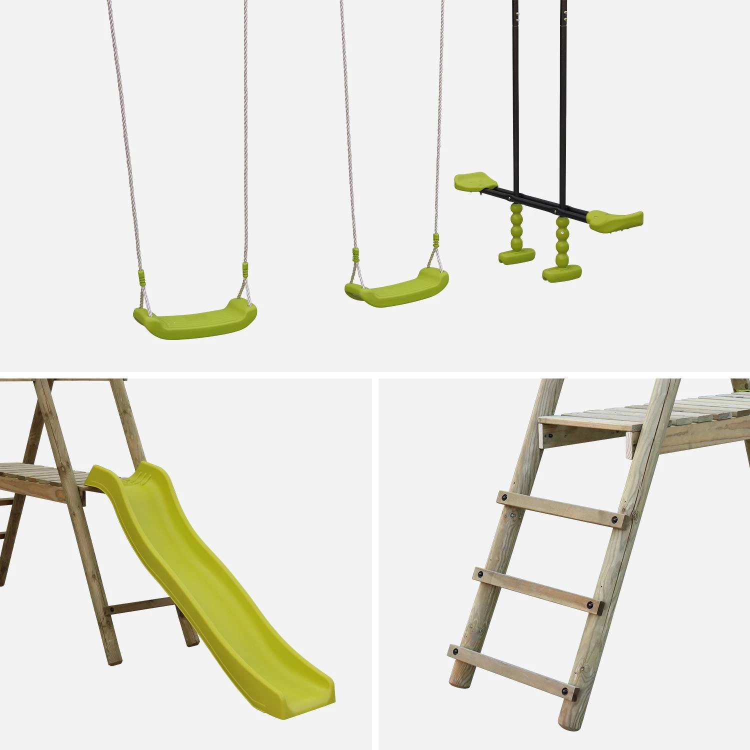 Aire De Jeux Toboggan, Face-à-face, 2 Balançoires 4 Aire De Jeux Toboggan, Face-à-face, 2 Balançoires – Image 2