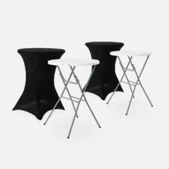 Table Mange Debout Pliable Avec Housse De Protection (lot De 2) Couleur : Noir 9 Table Mange Debout Pliable Avec Housse De Protection (lot De 2) Couleur : Noir -Sweeek RECPL80X2BKCOV 01