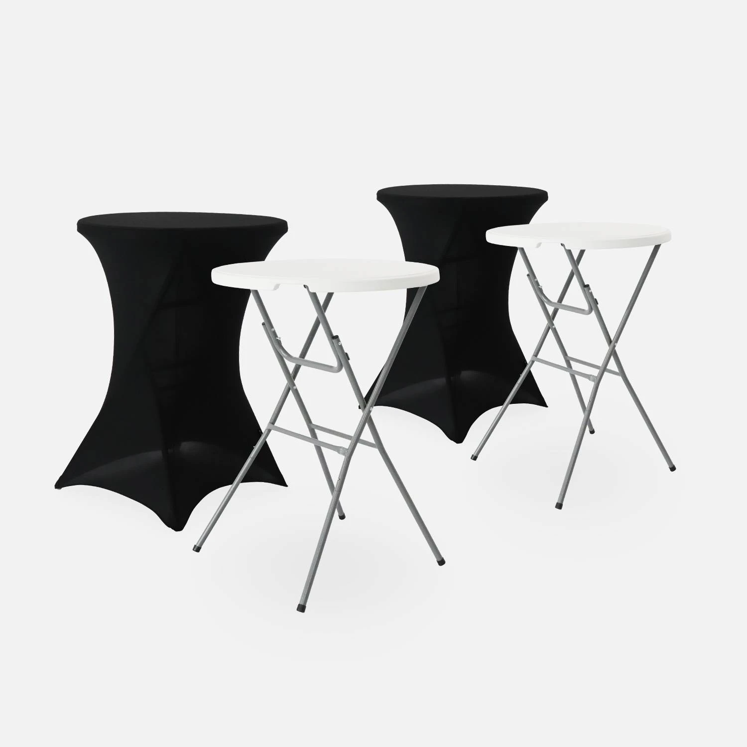 Table Mange Debout Pliable Avec Housse De Protection (lot De 2) Couleur : Noir 5 Table Mange Debout Pliable Avec Housse De Protection (lot De 2) Couleur : Noir – Image 3