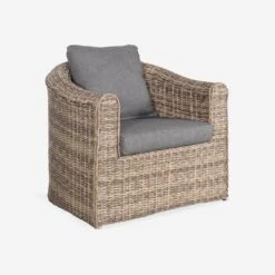 Salon De Jardin Résine Tressée Ronde 4 Places Couleur : Beige / Anthracite 13 Salon De Jardin Résine Tressée Ronde 4 Places Couleur : Beige / Anthracite -Sweeek RWH3101AT 03