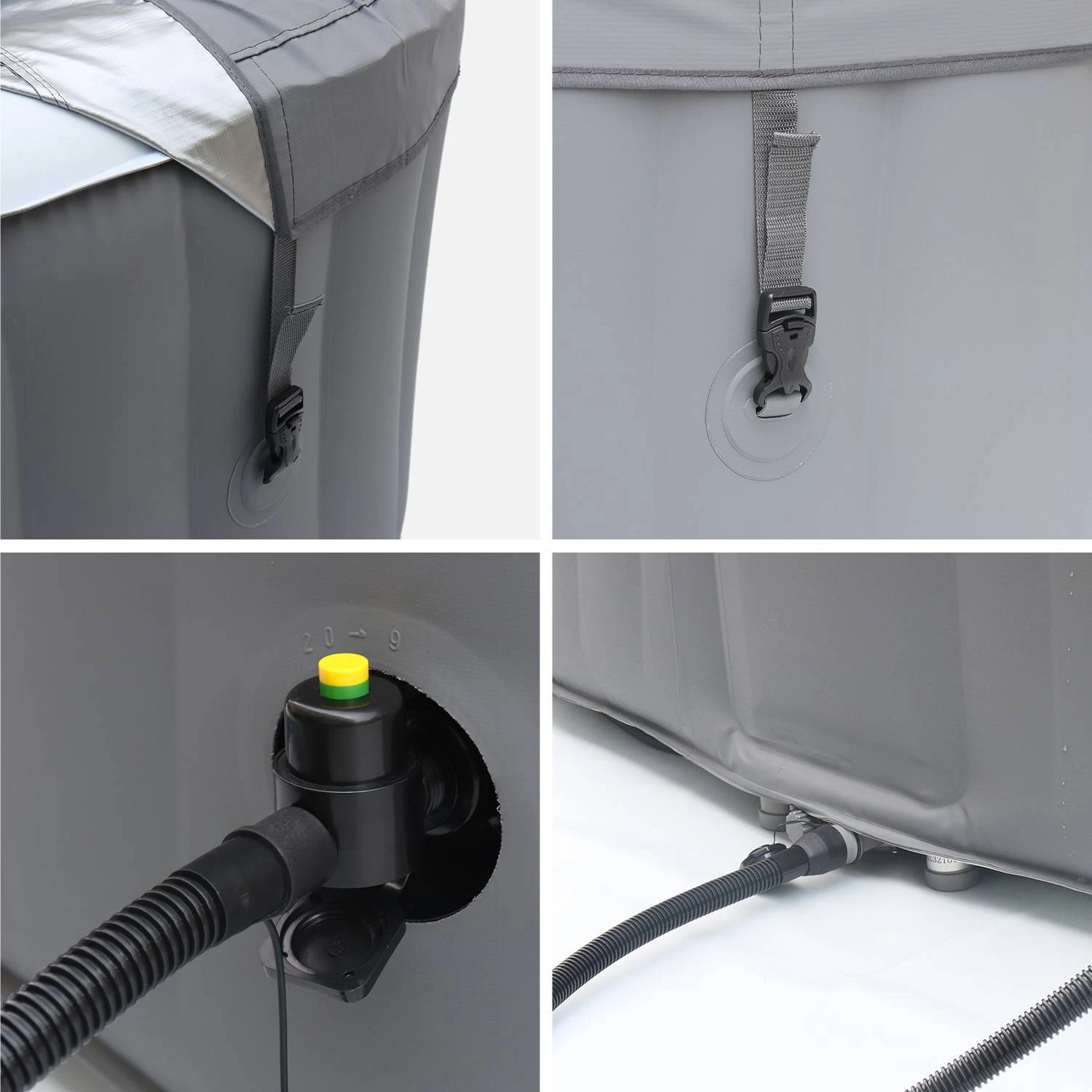 Spa Gonflable 4 Places Carré, Système Anti-gel Et Bâche 6 Spa Gonflable 4 Places Carré, Système Anti-gel Et Bâche – Image 4