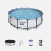 Piscine Hors Sol Tubulaire Ronde Avec Pompe, Filtre, Bâche Et échelle ∅4,5m