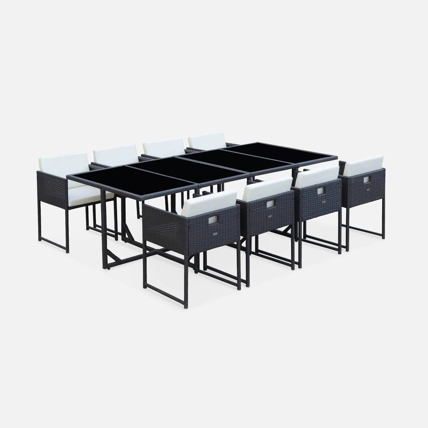 Table De Jardin Encastrable Résine Tressée, 8 Chaises Couleur : Marron 5 Table De Jardin Encastrable Résine Tressée, 8 Chaises Couleur : Marron – Image 3