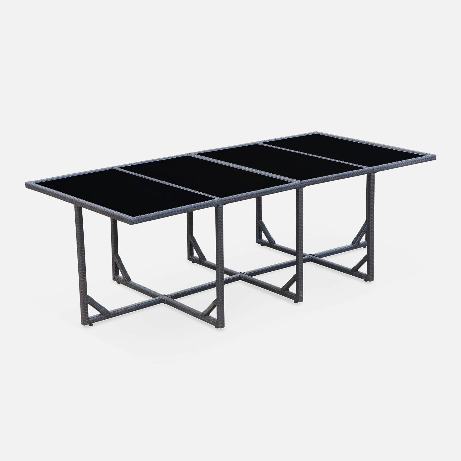 Table De Jardin Encastrable Résine Tressée, 8 Chaises Couleur : Marron 7 Table De Jardin Encastrable Résine Tressée, 8 Chaises Couleur : Marron – Image 5