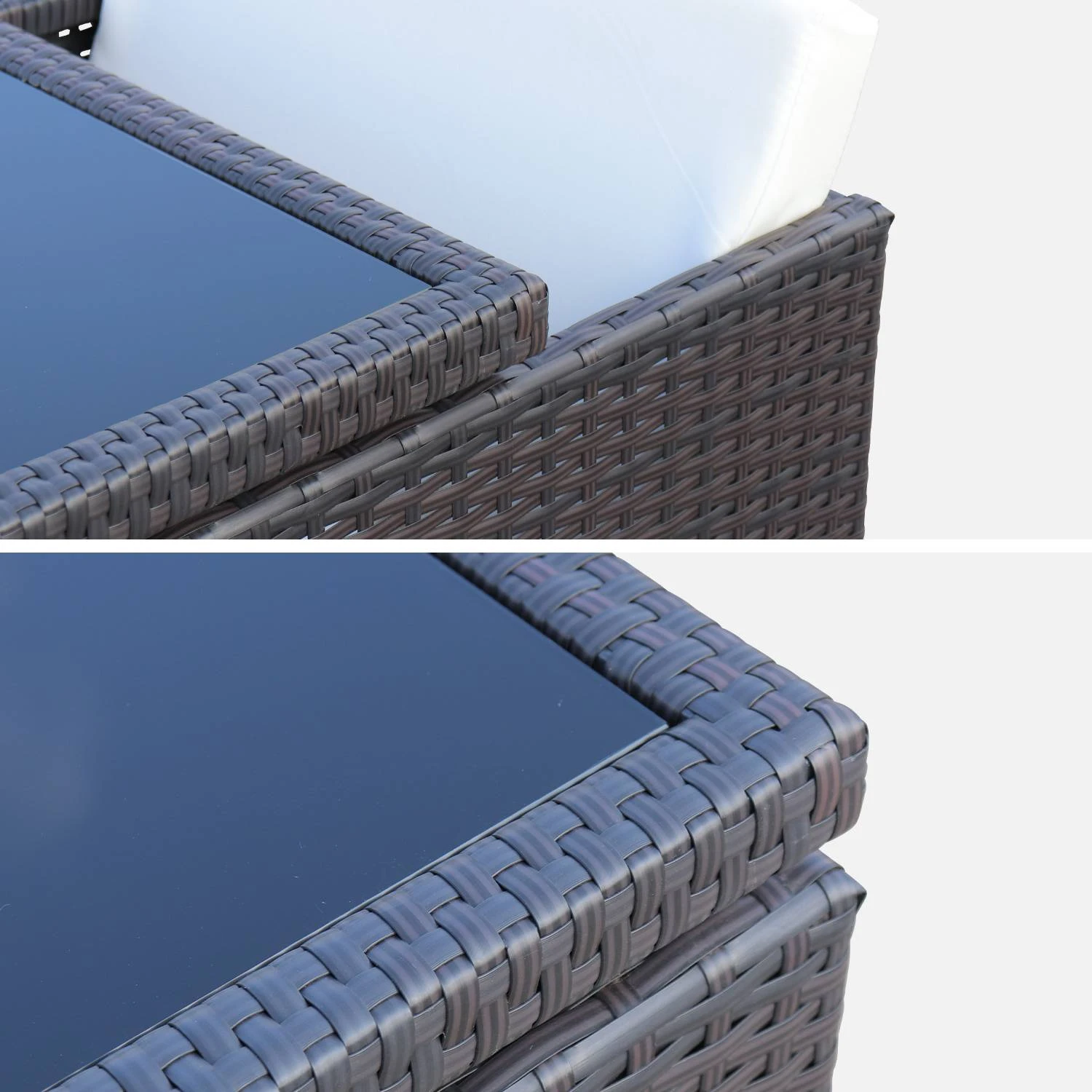 Table De Jardin Encastrable Résine Tressée, 8 Chaises Couleur : Marron 10 Table De Jardin Encastrable Résine Tressée, 8 Chaises Couleur : Marron – Image 8