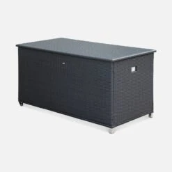 Coffre De Jardin Résine Tressée 790L Couleur : Noir -Sweeek WKHBOX160BK 01