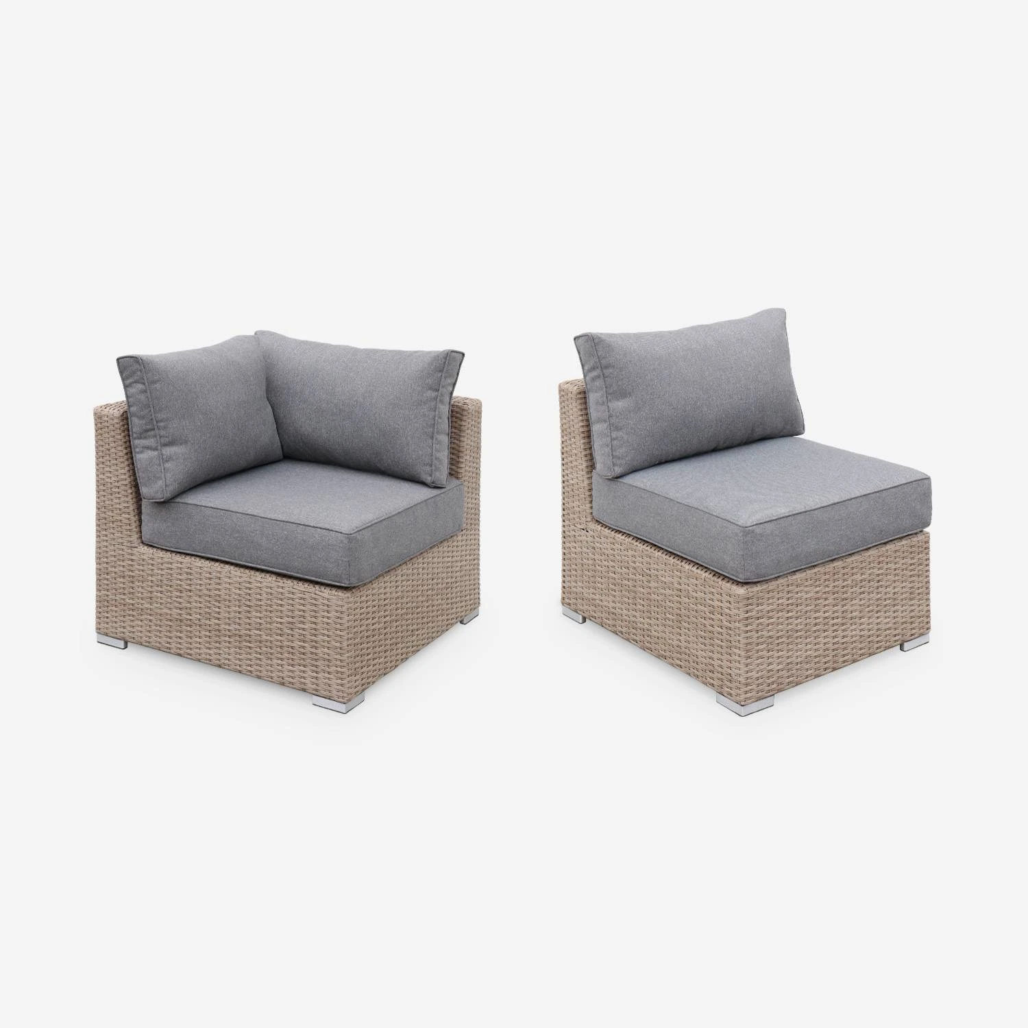 Salon De Jardin Résine Tressée Arrondie 5 Places Couleur : Bois / Gris Foncé 6 Salon De Jardin Résine Tressée Arrondie 5 Places Couleur : Bois / Gris Foncé – Image 4