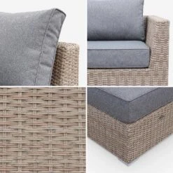 Salon De Jardin Résine Tressée Arrondie 5 Places Couleur : Bois / Gris Foncé 13 Salon De Jardin Résine Tressée Arrondie 5 Places Couleur : Bois / Gris Foncé -Sweeek WKVS004NATGY 04